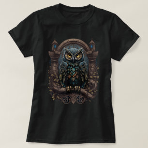 Gotische uil maan fase hekserij liefhebbers t-shirt