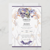 Gotische uitnodiging paarse sinaasappelschedels br (Voorkant)