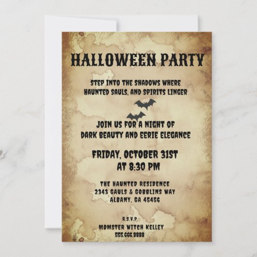 gotische uitnodiging - Spooky Bats & Aged (Voorkant)