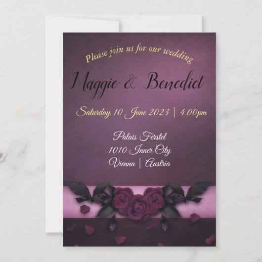 Gotische uitnodiging voor de bruiloft. Aanpasbaar. (Voorkant)