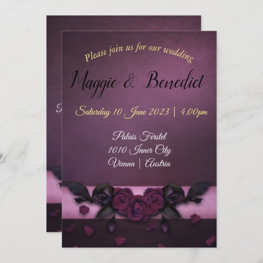 Gotische uitnodiging voor een bruiloft. Aanpasbaar (Voorkant / Achterkant)