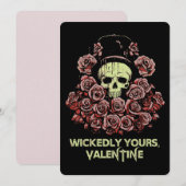 Gotische Valentijn Schedel met Rozen Feestdagenkaart (Voorkant / Achterkant)
