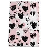 Gotische Valentijn Zwart en Roze Harten Medium Cadeauzakje (Achterkant)