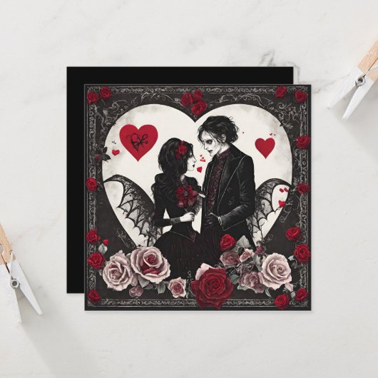 Gotische valentijnen kaart (Voorkant / Achterkant in situ)