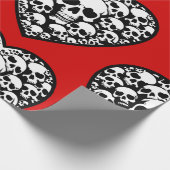 Gotische valentijnen Zwarte hart schedel Cadeaupapier (Hoek)