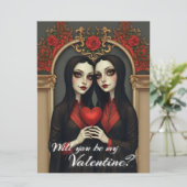 Gotische Valentijnstweeling met Rode Hart (Staand voorkant)