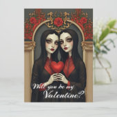 Gotische Valentijnstweeling met Rode Hart (Staand voorkant)