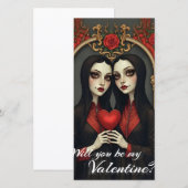 Gotische Valentijnstweeling met Rode Hart (Voorkant / Achterkant)
