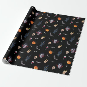🧛‍♂️ Gotische Vampier Halloween Black Wrap 🎁🖤 Cadeaupapier