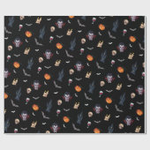 🧛♂️ Gotische Vampier Halloween Black Wrap 🎁🖤 Cadeaupapier (Vlak)
