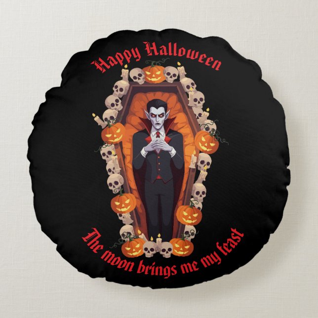 🧛‍♂️ Gotische Vampier Halloween Zwart Kussen 🎃🖤 (Voorkant)