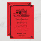 Gotische Vampier Kasteel Grens Rode Huwelijk Kaart (Voorkant / Achterkant)