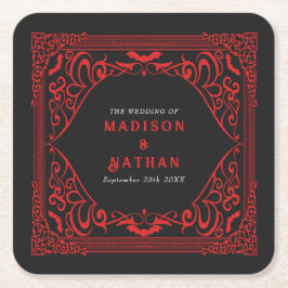 Gotische Vampier Kathedraal Bruiloft Kartonnen Onderzetters