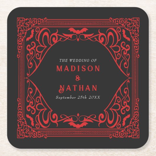 Gotische Vampier Kathedraal Bruiloft Kartonnen Onderzetters (Voorkant)