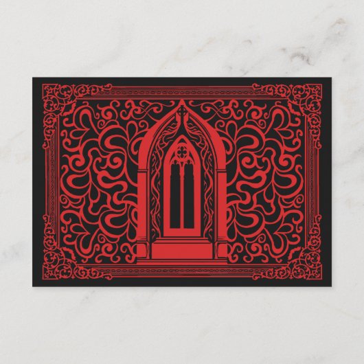 Gotische Vampier Kathedraal Huwelijk RSVP Informatiekaartje (Achterkant)