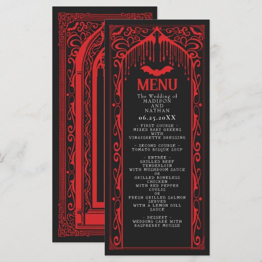 Gotische Vampier Kathedraal Wedding Menu (Voorkant / Achterkant)