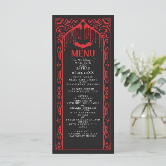 Gotische Vampier Kathedraal Wedding Menu (Staand voorkant)