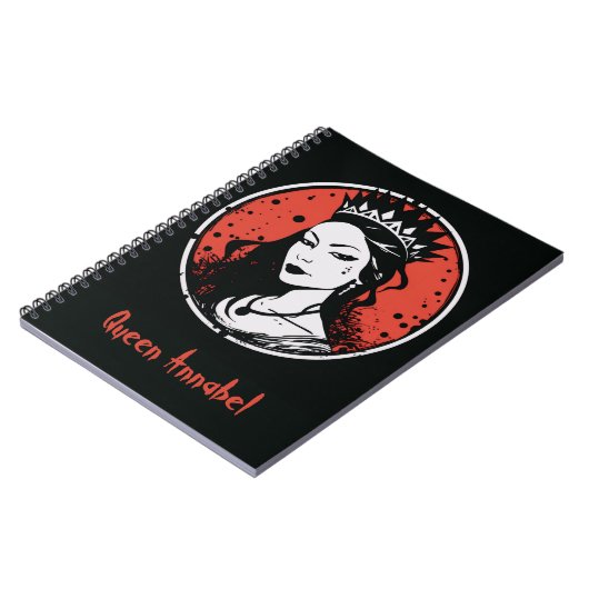 Gotische Vampier Koningin Halloween, Rood en Zwart Notitieboek (Linkerzijde)
