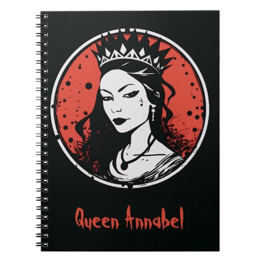 Gotische Vampier Koningin Halloween, Rood en Zwart Notitieboek (Voorkant)