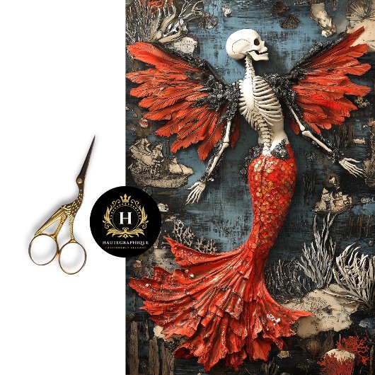 Gotische Vampier Skelet Zeemeermin Schedel Decoupa Tissuepapier