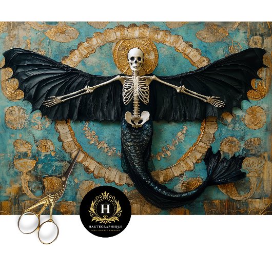 Gotische Vampier Skelet Zeemeermin Schedel Decoupa Tissuepapier