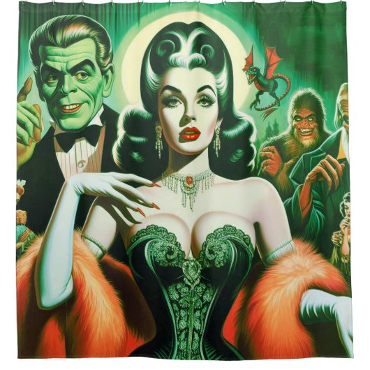  Gotische Vampier Vrouw Douchegordijn (Voorkant)