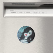 Gotische vampier vrouw zwart haar originele kunst magneet (Insitu (Vaatwasser))