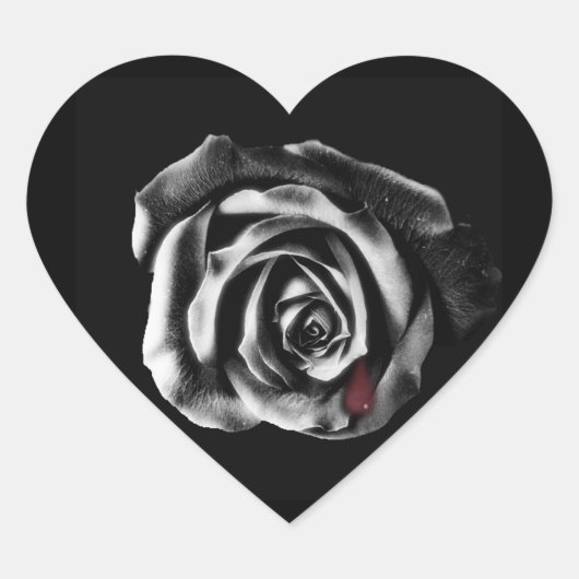 Gotische Vampier Zwart roos Hart Sticker (Voorkant)