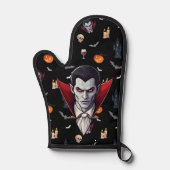 🧛♂️ Gotische Vampier Zwarte Oven Mitt Set 🎃🖤 Ovenwant (Voorkant)