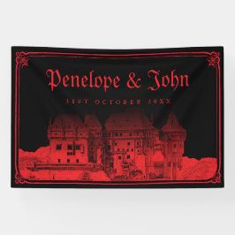 Gotische vampierenkasteel grens zwart rood bruilof spandoek