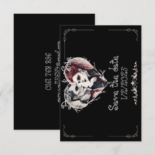 Gotische/vampire trouwdag save the date (Voorkant / Achterkant)