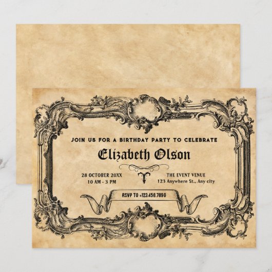 gotische verjaardag kaart (Voorkant / Achterkant)