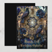 Gotische Verjaardag Kaart Blauw (Voorkant / Achterkant)