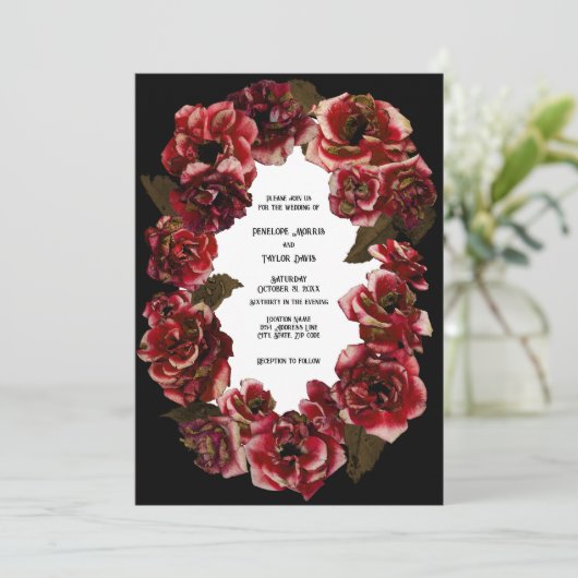 Gotische Verrottende Rozen op Zwart en Wit - Bruil Kaart (Staand voorkant)