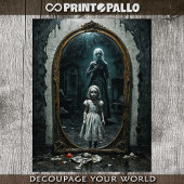 Gotische vervloekte pop uit een spiegel tissuepapier