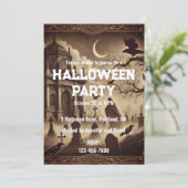 Gotische Victoriaans begraafplaats Halloween Party Kaart (Staand voorkant)