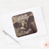 Gotische  Victoriaans Dracula Halloween Vierkante Sticker (Envelop)