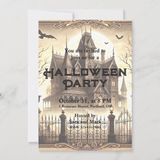 Gotische Victoriaans  enge Halloween Kaart (Voorkant)