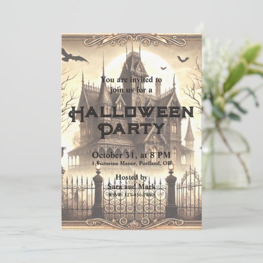 Gotische Victoriaans  enge Halloween Kaart (Staand voorkant)