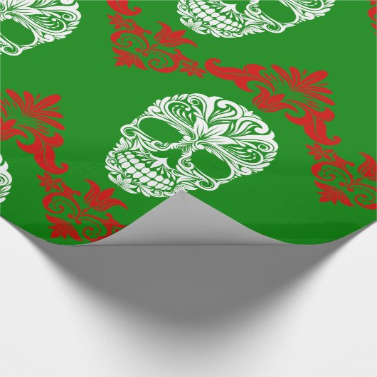 Gotische  Victoriaans kerstschedels Cadeaupapier (Hoek)