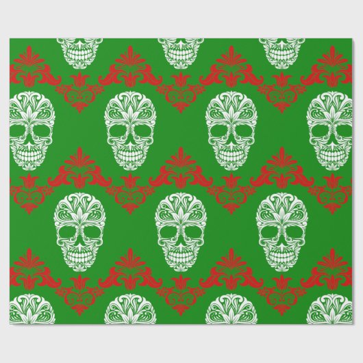 Gotische  Victoriaans kerstschedels Cadeaupapier (Vlak)