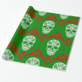 Gotische  Victoriaans kerstschedels Cadeaupapier (Uitgerold)
