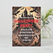 Gotische Victoriaans oude  Halloween Party Kaart (Staand voorkant)