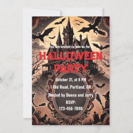 Gotische Victoriaans oude Halloween Party Kaart