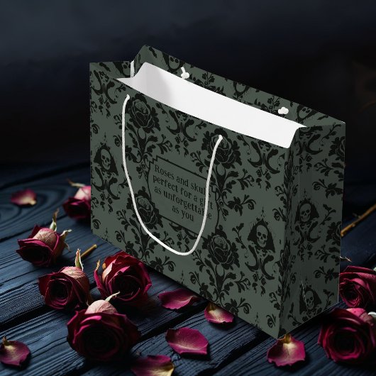 Gotische Victoriaans Schedel & Roos Damask Gift Ba Groot Cadeauzakje