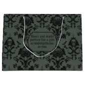 Gotische Victoriaans Schedel & Roos Damask Gift Ba Groot Cadeauzakje (Voorkant)