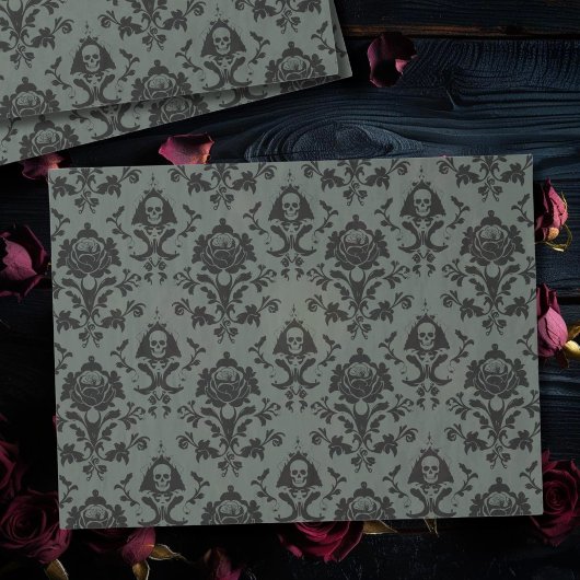 Gotische Victoriaans Schedel & Roos Damask Tissue  Tissuepapier