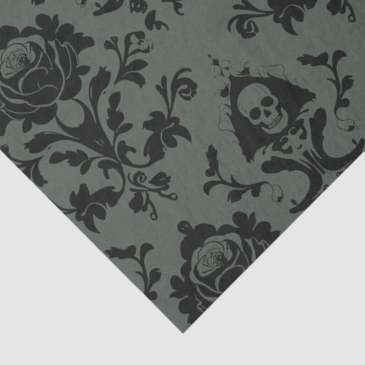 Gotische Victoriaans Schedel & Roos Damask Tissue Tissuepapier (Detail)