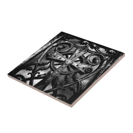 Gotische Victoriaans smeedijzer Keltisch kruis Tegeltje (Zijkant)