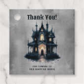 Gotische Victoriaans spookhuis Halloween Dank u Bedankjes Labels (Voorkant)